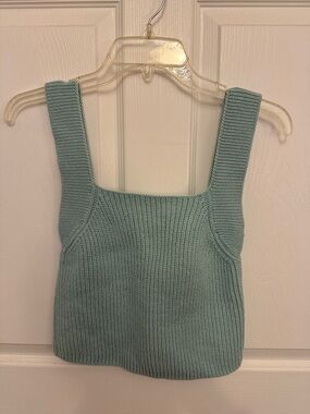 Vince Knit Square-Neck Tank - Seafoam